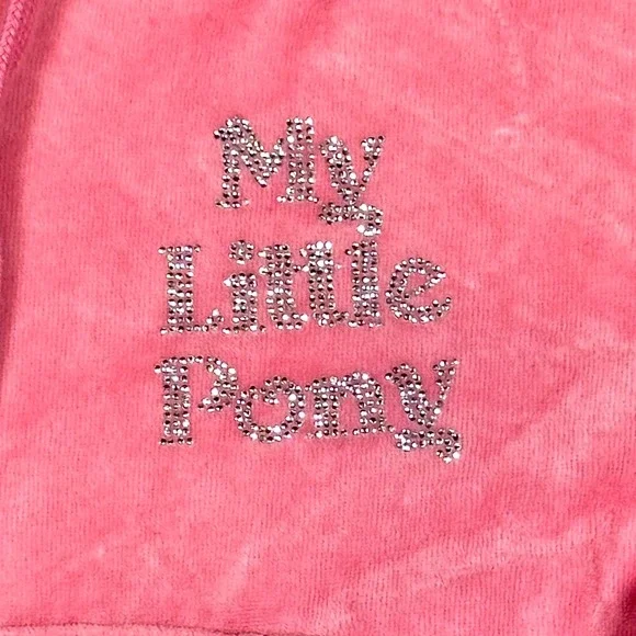 Dolls Kill My Little Pony Velour Cropped Track Jacket Women's M Pink Rhinestone - Picture 12 of 14